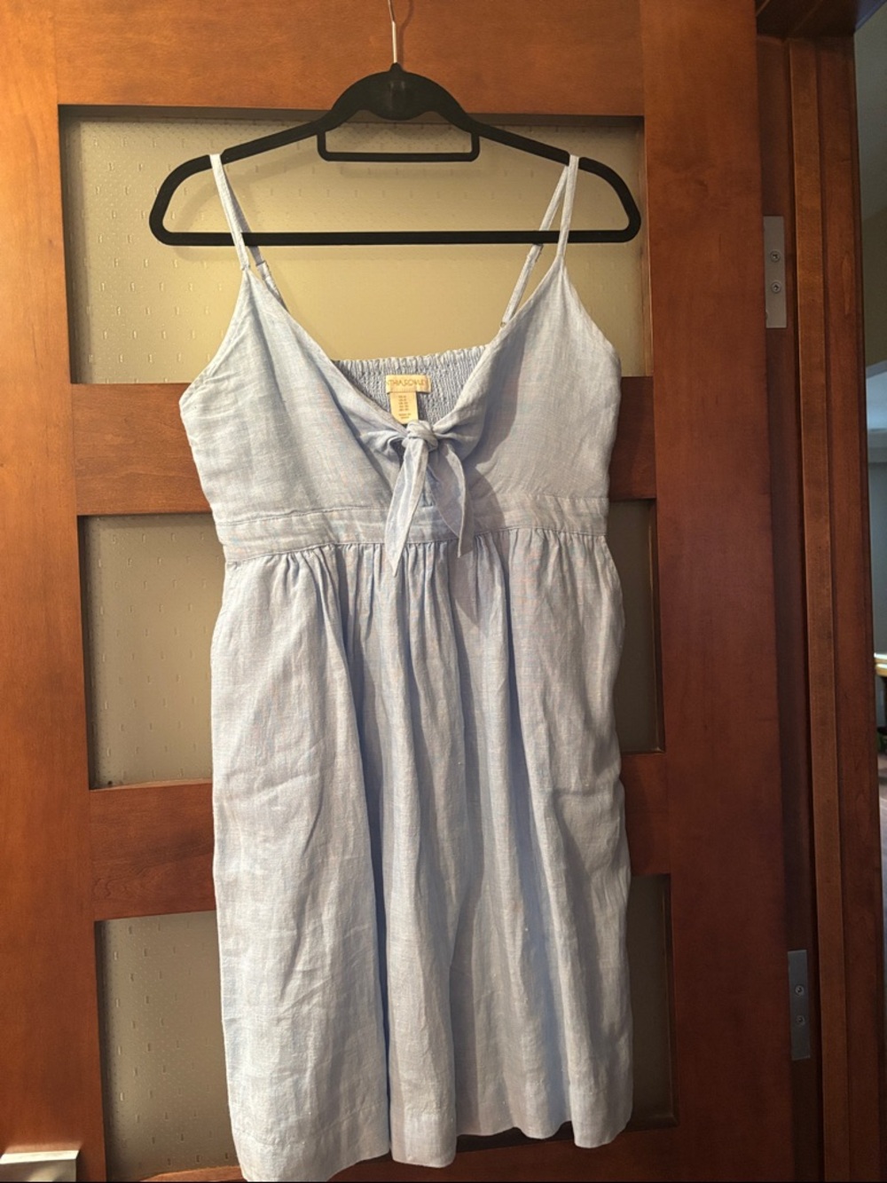 Cynthia Rowley Light Blue Linen Mini Dress with Front Tie